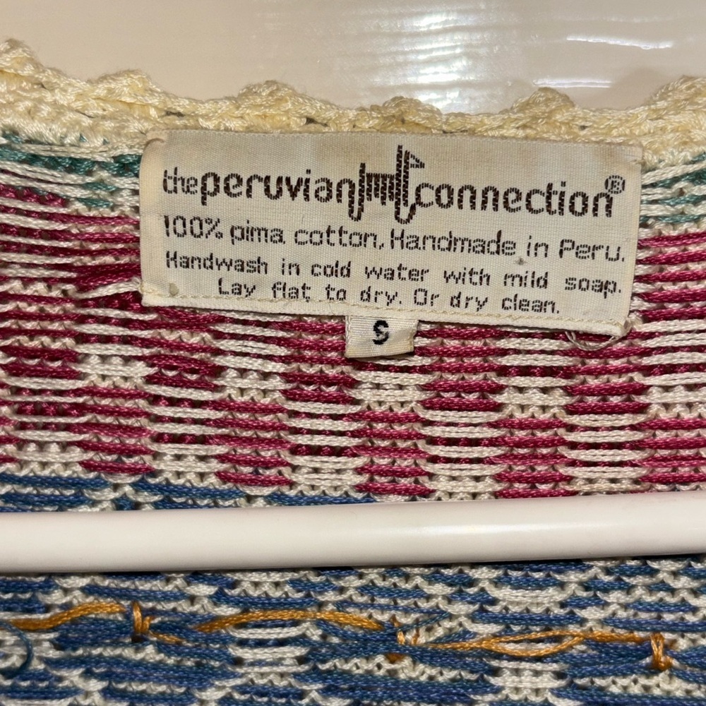 Vintage Art knit Peruvian Connection Cardigan Small pima cotton - Picture 10 of 11